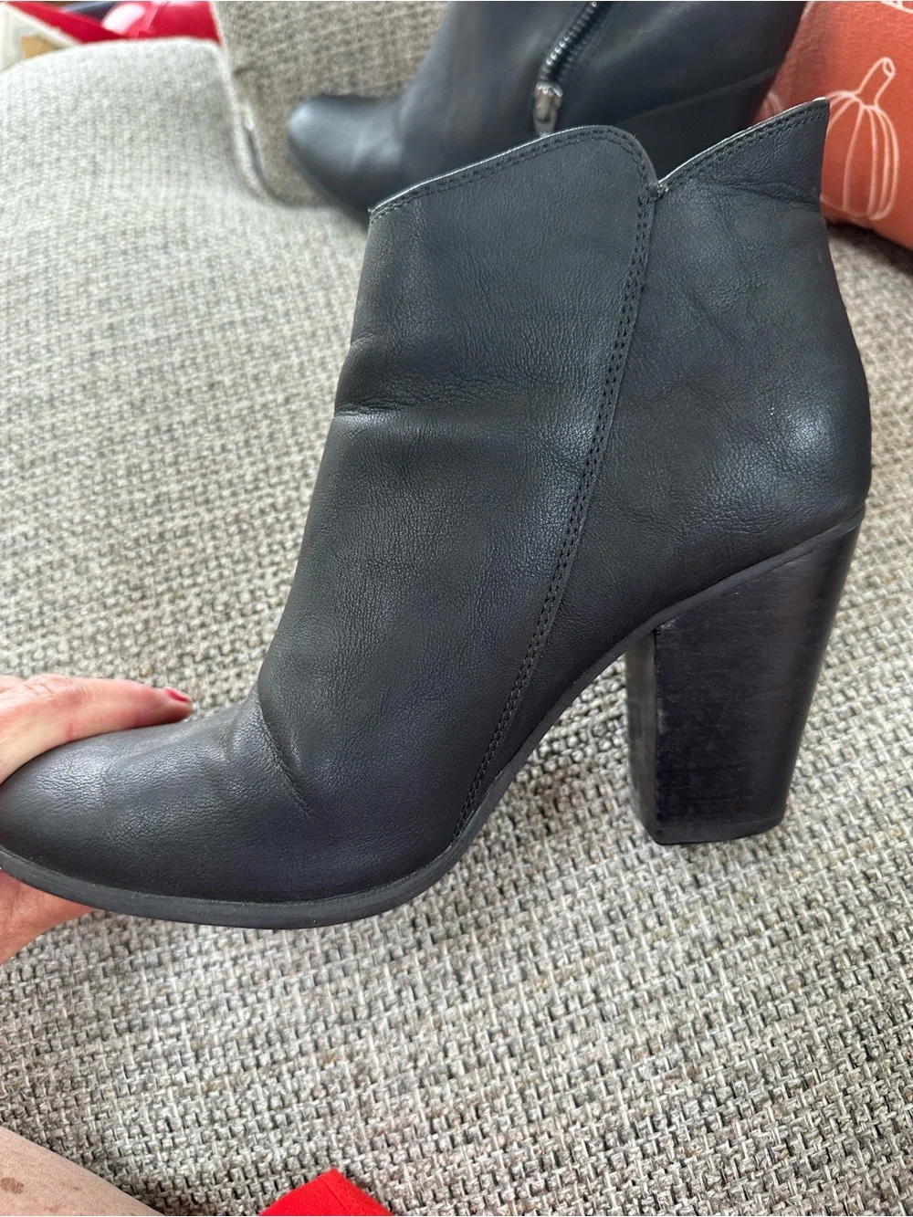 Michael Kors Black Leather Ankle Booties with Block Heel